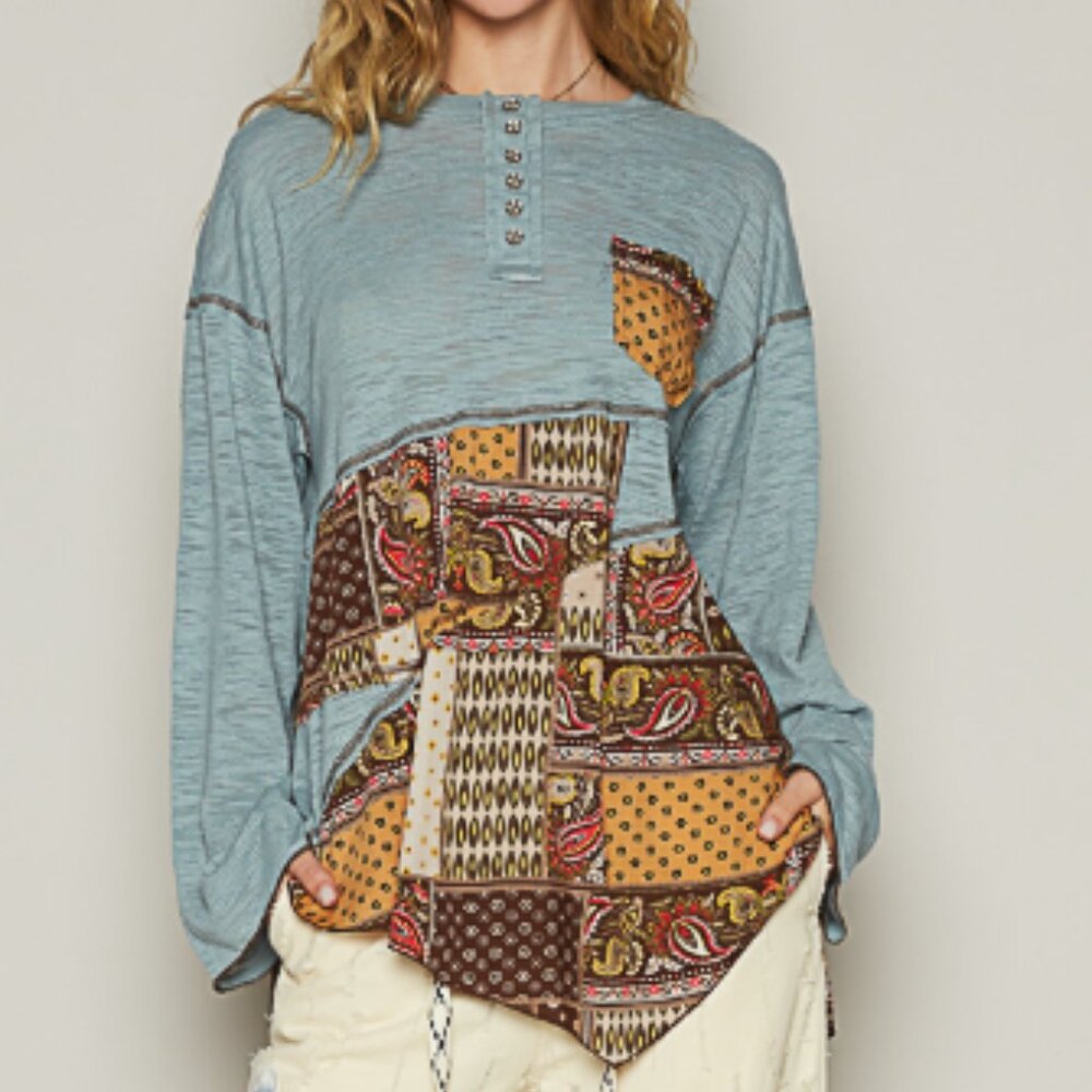 #113 POL ROUND NECK TEXTURED TOP - Picture 1 of 6